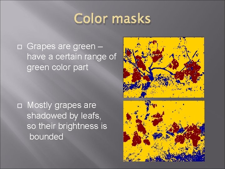 Color masks Grapes are green – have a certain range of green color part