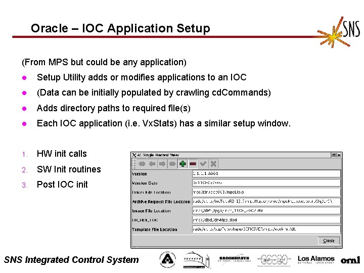 Oracle – IOC Application Setup (From MPS but could be any application) l Setup