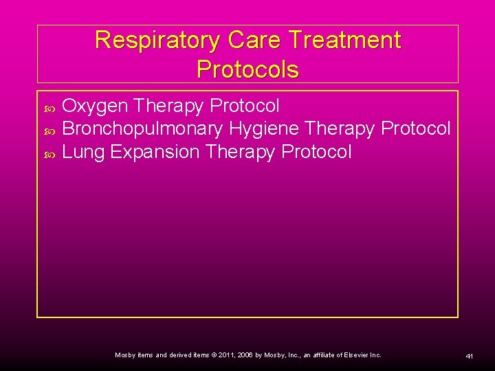 Respiratory Care Treatment Protocols Oxygen Therapy Protocol Bronchopulmonary Hygiene Therapy Protocol Lung Expansion Therapy