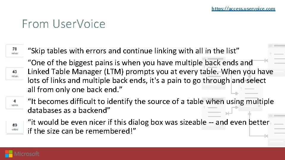 https: //access. uservoice. com From User. Voice “Skip tables with errors and continue linking