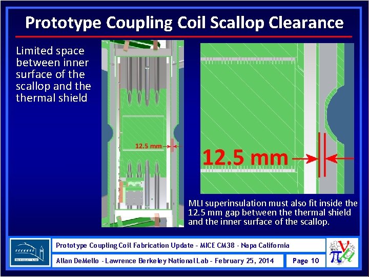 Prototype Coupling Coil Scallop Clearance Limited space between inner surface of the scallop and