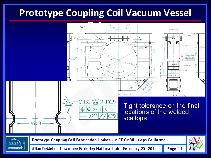 Prototype Coupling Coil Vacuum Vessel Tolerance Tight tolerance on the final locations of the