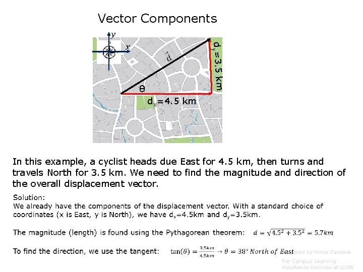 Vector Components dy=3. 5 km θ dx=4. 5 km In this example, a cyclist Vector Components dy=3. 5 km θ dx=4. 5 km In this example, a cyclist