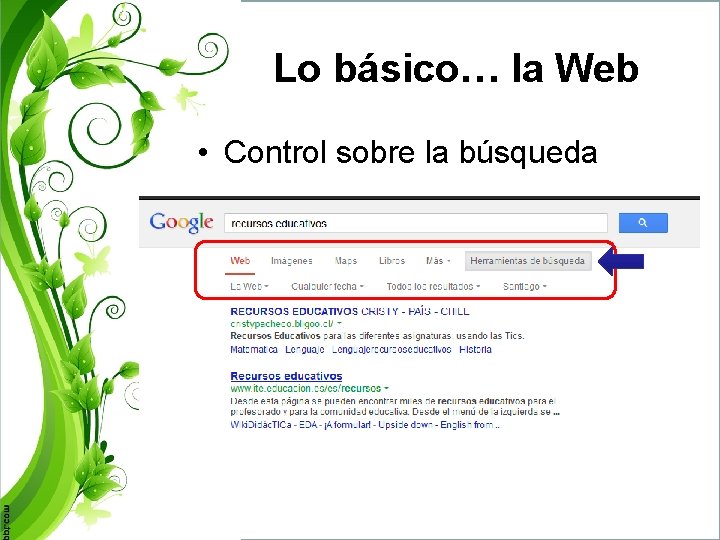 Lo básico… la Web • Control sobre la búsqueda 
