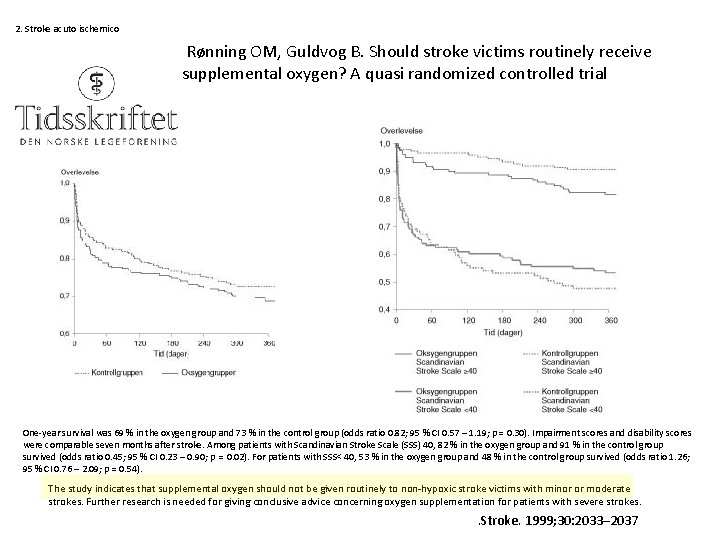 2. Stroke acuto ischemico Rønning OM, Guldvog B. Should stroke victims routinely receive supplemental