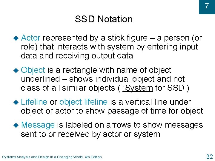 7 SSD Notation u Actor represented by a stick figure – a person (or 7 SSD Notation u Actor represented by a stick figure – a person (or