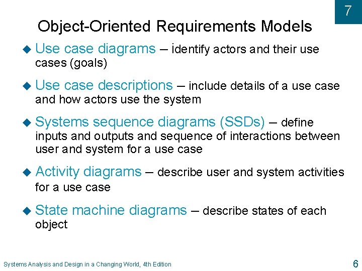 Object-Oriented Requirements Models u Use case diagrams – identify actors and their use u Object-Oriented Requirements Models u Use case diagrams – identify actors and their use u