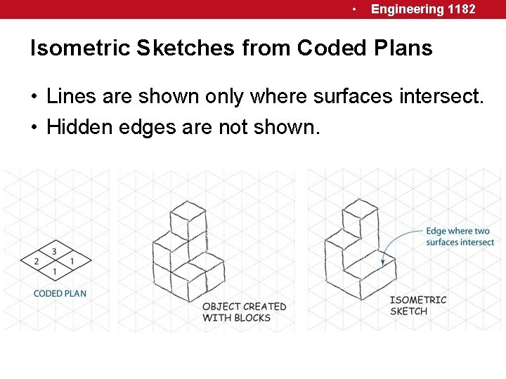  • Engineering 1182 Isometric Sketches from Coded Plans • Lines are shown only