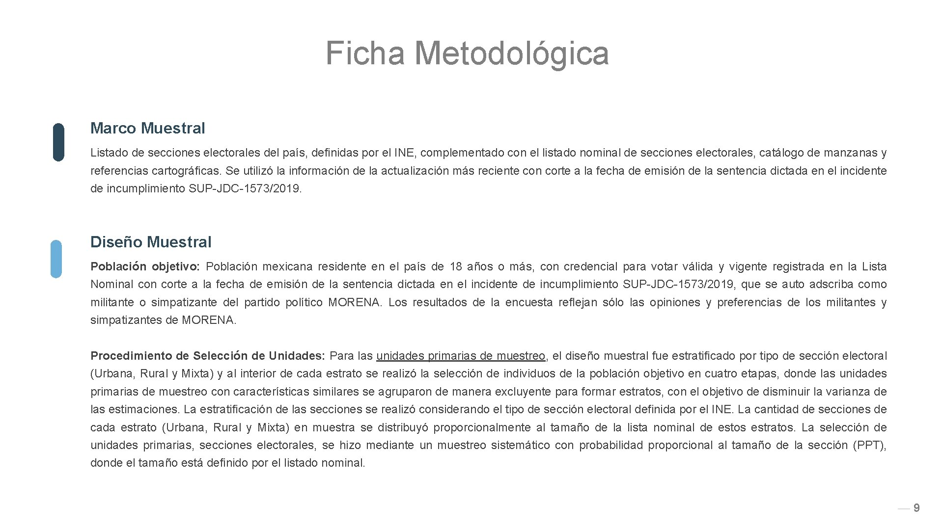 Ficha Metodológica Marco Muestral Listado de secciones electorales del país, definidas por el INE,