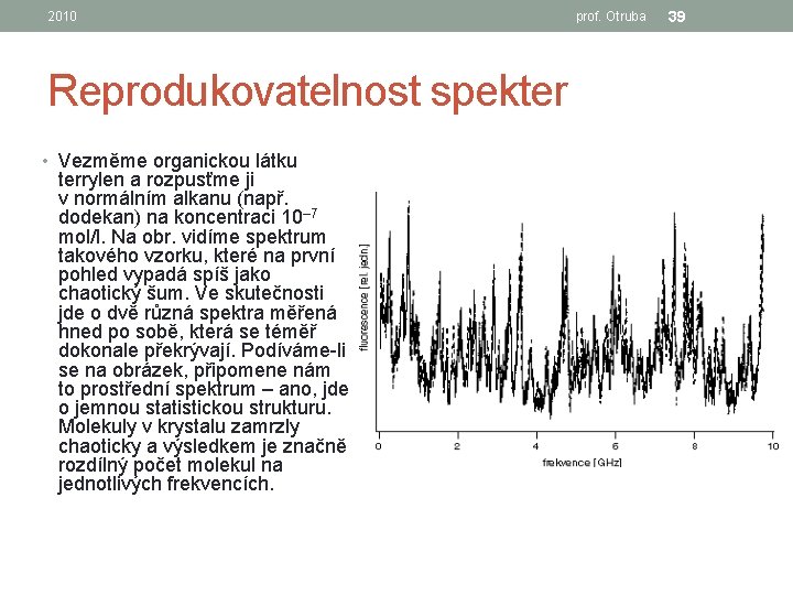 2010 Reprodukovatelnost spekter • Vezměme organickou látku terrylen a rozpusťme ji v normálním alkanu