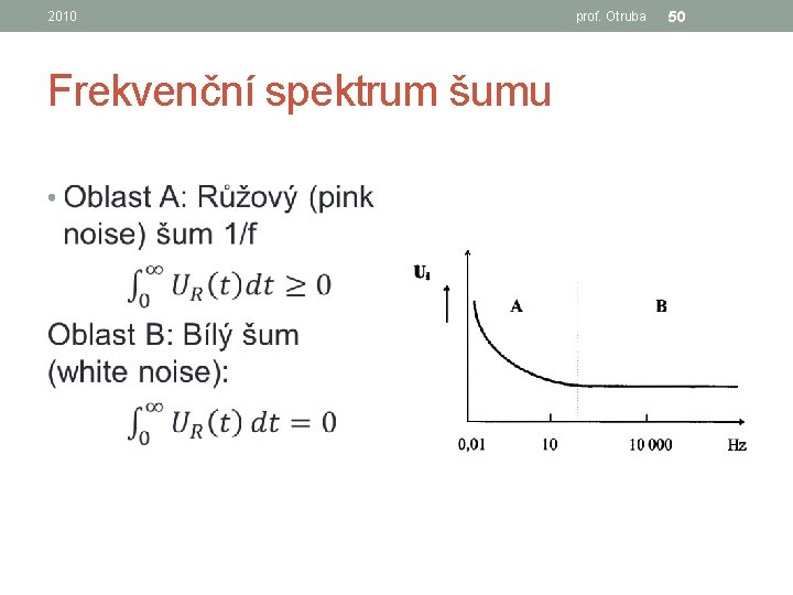 2010 Frekvenční spektrum šumu • prof. Otruba 50 