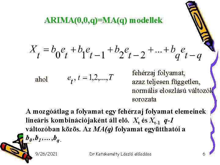 ARIMA(0, 0, q)=MA(q) modellek ahol fehérzaj folyamat, azaz teljesen független, normális eloszlású változók sorozata