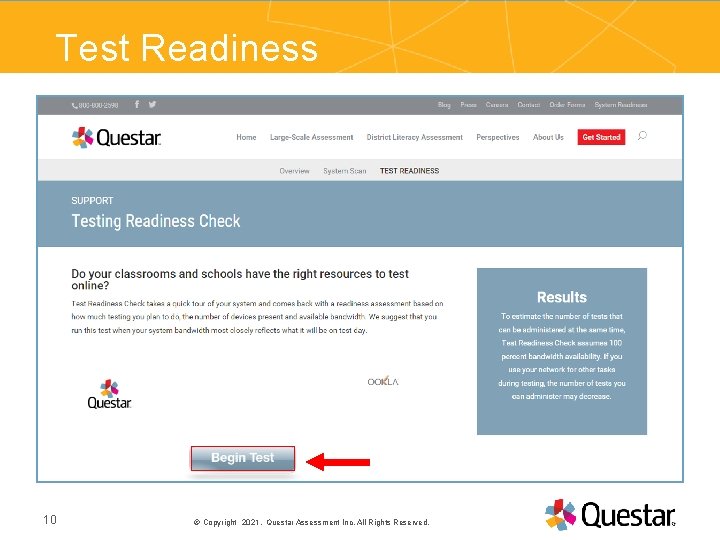 Test Readiness PRESENTATION TITLE 10 Copyright 2021. Questar Assessment Inc. All Rights Reserved. 25©September