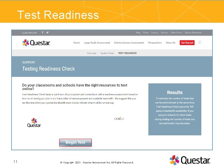 Test Readiness PRESENTATION TITLE 11 Copyright 2021. Questar Assessment Inc. All Rights Reserved. 25©September