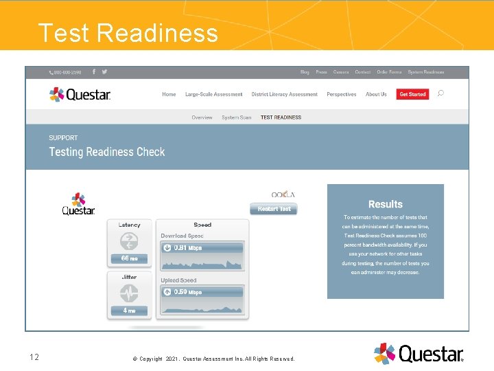 Test Readiness PRESENTATION TITLE 12 Copyright 2021. Questar Assessment Inc. All Rights Reserved. 25©September