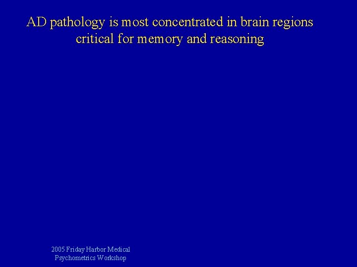 AD pathology is most concentrated in brain regions critical for memory and reasoning 2005