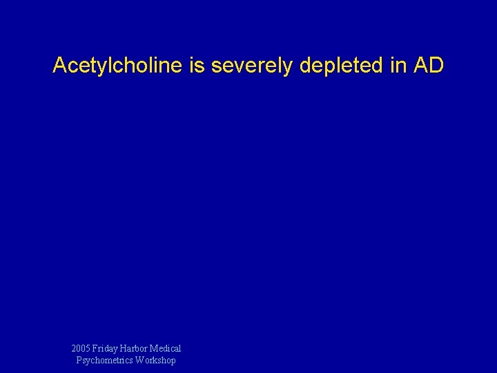 Acetylcholine is severely depleted in AD 2005 Friday Harbor Medical Psychometrics Workshop 