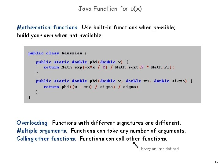 Java Function for (x) Mathematical functions. Use built-in functions when possible; build your own