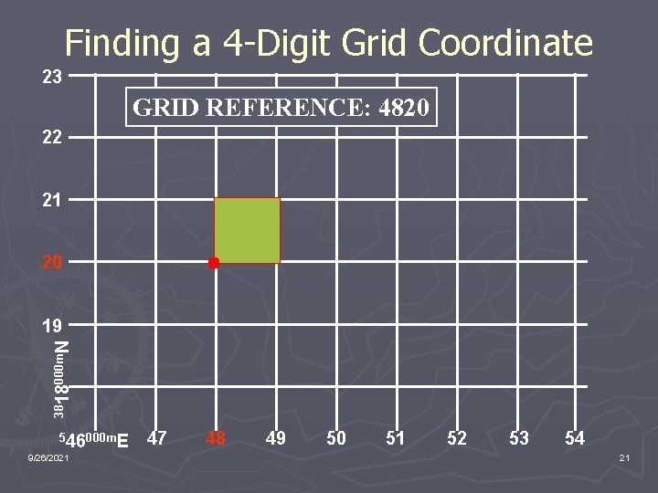 Finding a 4 -Digit Grid Coordinate 23 GRID REFERENCE: 4820 22 21 20 3818000
