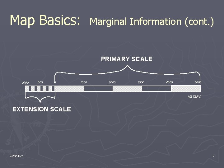 Map Basics: Marginal Information (cont. ) PRIMARY SCALE 1000 500 0 1000 2000 3000