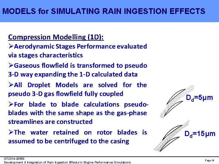 MODELS for SIMULATING RAIN INGESTION EFFECTS Compression Modelling (1 D): ØAerodynamic Stages Performance evaluated