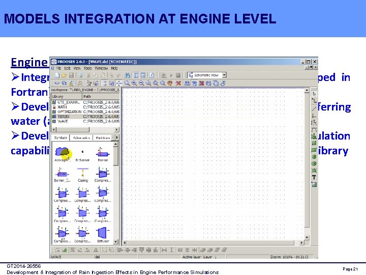 MODELS INTEGRATION AT ENGINE LEVEL Engine Performance Model: ØIntegration of models for rain ingestion