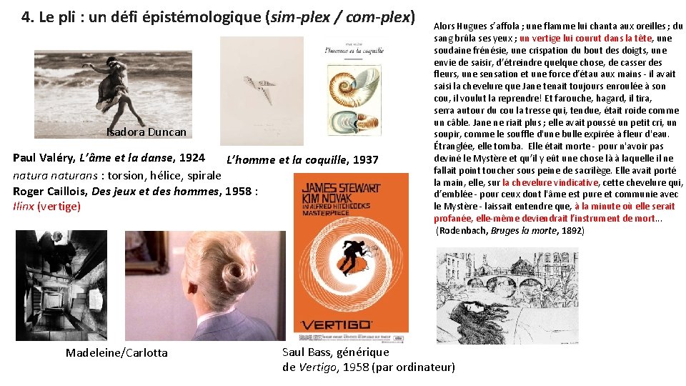 4. Le pli : un défi épistémologique (sim-plex / com-plex) Isadora Duncan Paul Valéry,