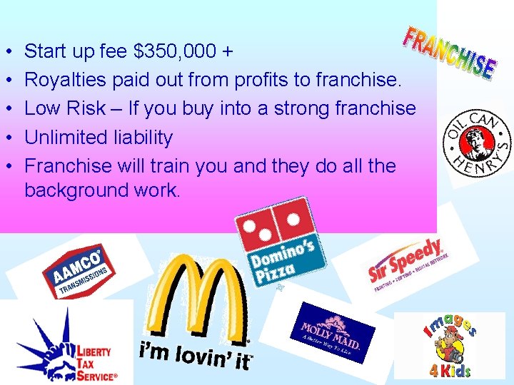  • • • Start up fee $350, 000 + Royalties paid out from