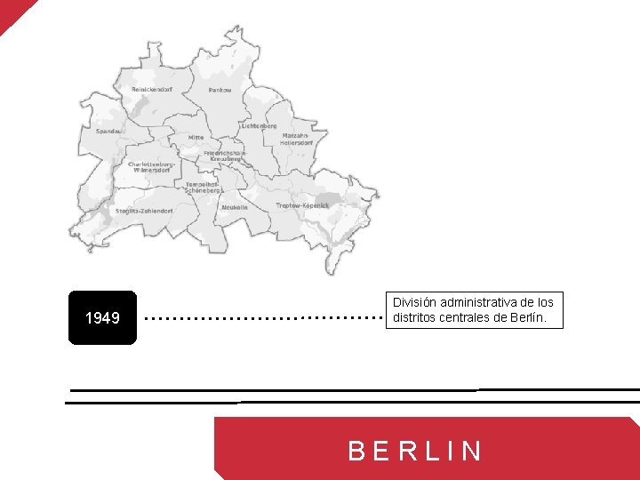 1949 División administrativa de los distritos centrales de Berlín. BERLIN 