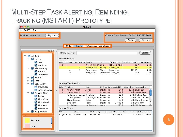 MULTI-STEP TASK ALERTING, REMINDING, TRACKING (MSTART) PROTOTYPE 8 