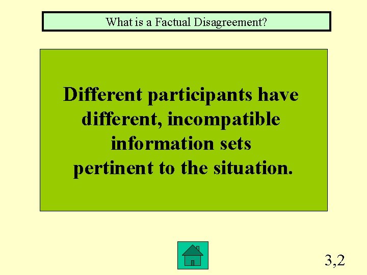 What is a Factual Disagreement? Different participants have different, incompatible information sets pertinent to