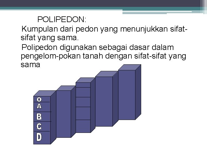 POLIPEDON: Kumpulan dari pedon yang menunjukkan sifat yang sama. Polipedon digunakan sebagai dasar dalam