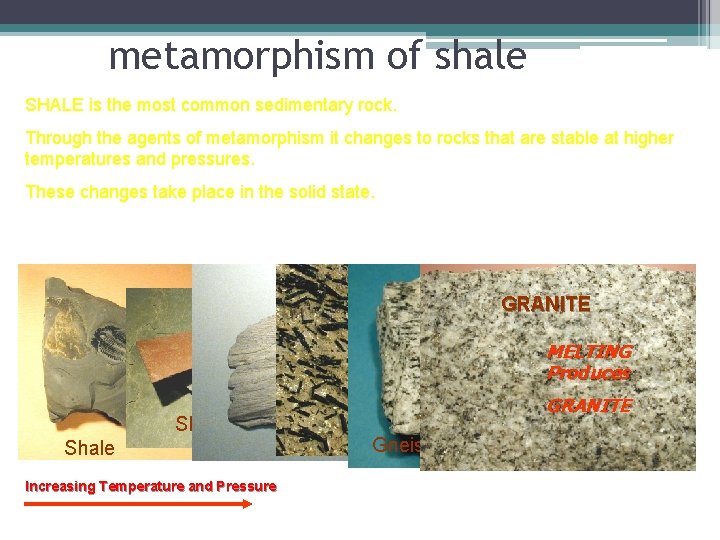 metamorphism of shale SHALE is the most common sedimentary rock. Through the agents of