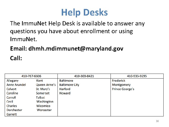 Help Desks The Immu. Net Help Desk is available to answer any questions you