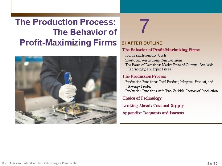 The Production Process: The Behavior of Profit-Maximizing Firms 7 CHAPTER OUTLINE The Behavior of