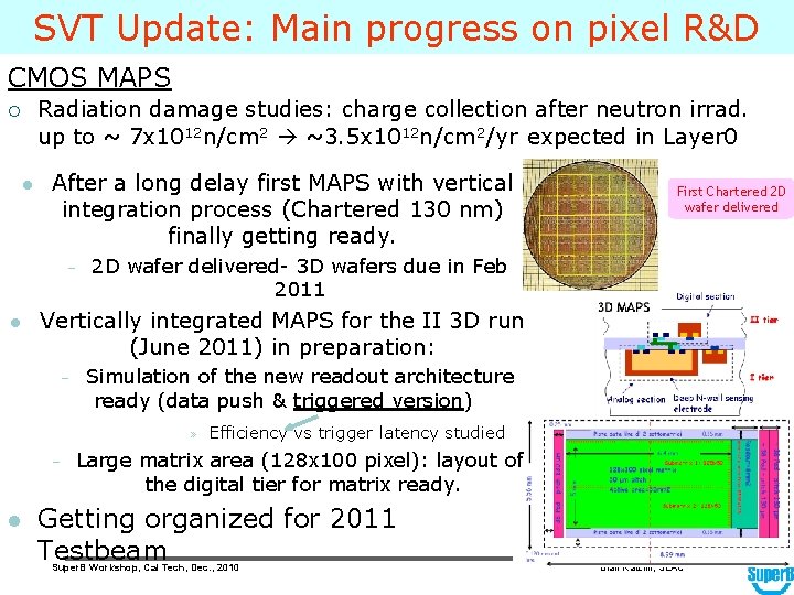 SVT Update: Main progress on pixel R&D CMOS MAPS Radiation damage studies: charge collection