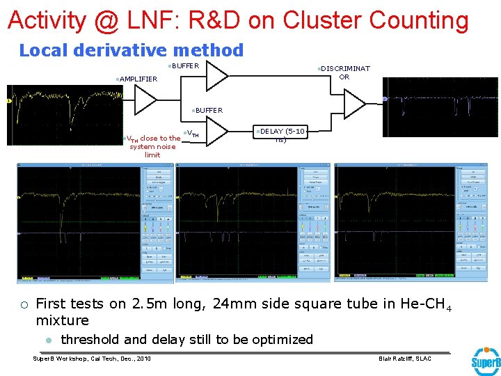 Activity @ LNF: R&D on Cluster Counting Local derivative method l. BUFFER l. DISCRIMINAT