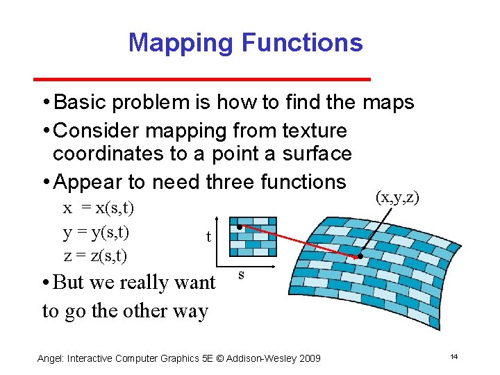 Mapping Functions • Basic problem is how to find the maps • Consider mapping