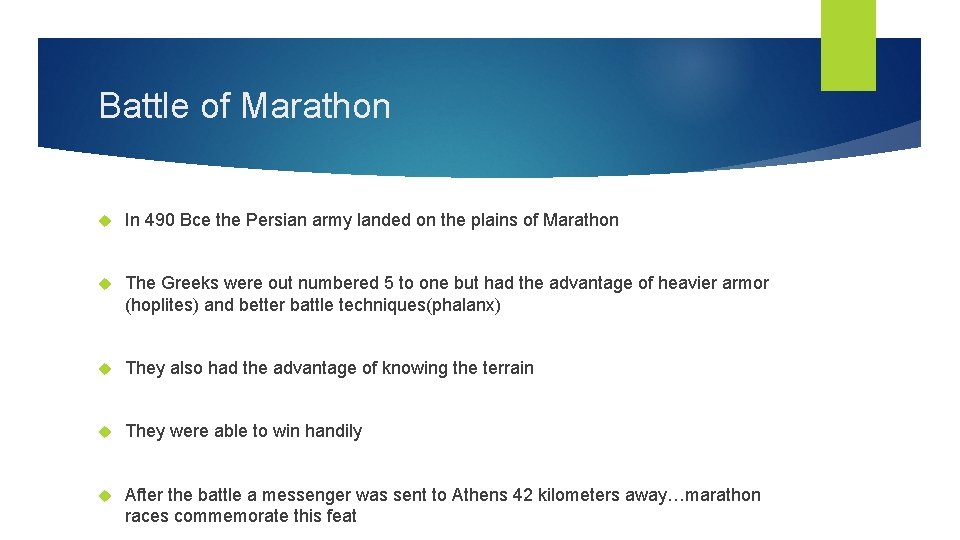 Battle of Marathon In 490 Bce the Persian army landed on the plains of