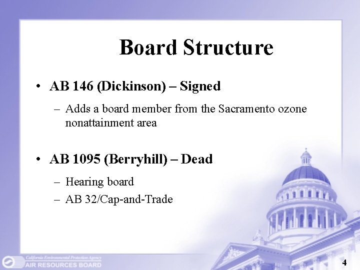 Board Structure • AB 146 (Dickinson) – Signed – Adds a board member from