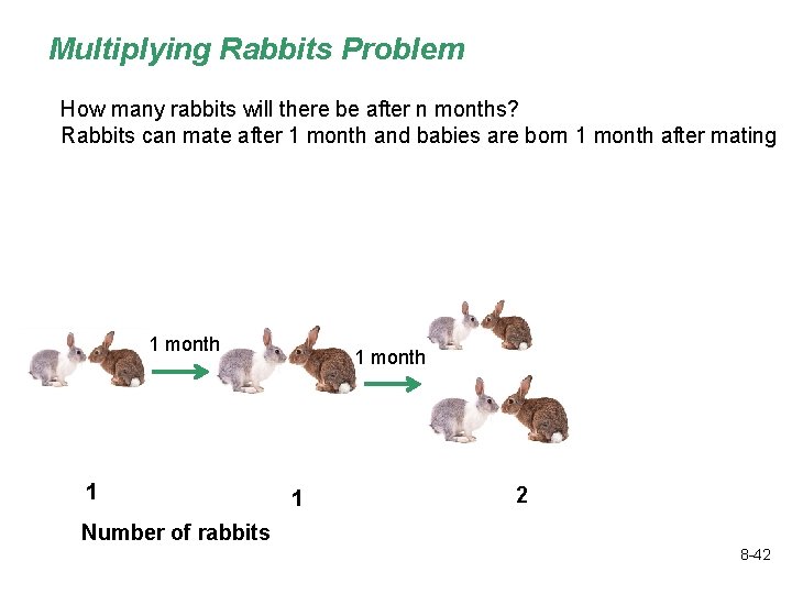 Multiplying Rabbits Problem How many rabbits will there be after n months? Rabbits can