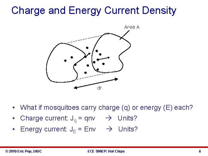 Charge and Energy Current Density Area A dr • What if mosquitoes carry charge