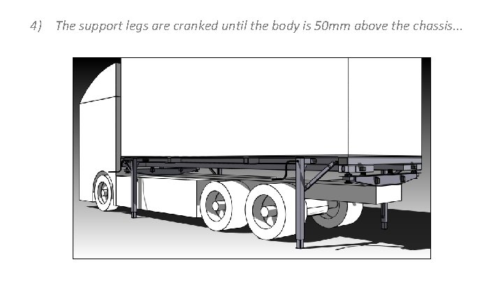 4) The support legs are cranked until the body is 50 mm above the