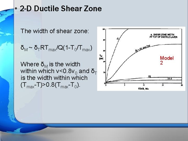  • 2 -D Ductile Shear Zone The width of shear zone: Model 1