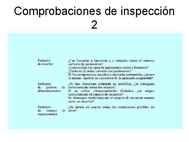Comprobaciones de inspección 2 