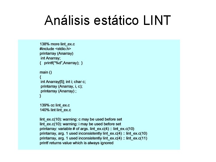Análisis estático LINT 