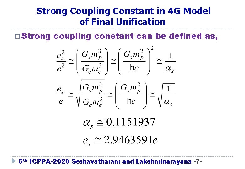 Strong Coupling Constant in 4 G Model of Final Unification � Strong coupling constant Strong Coupling Constant in 4 G Model of Final Unification � Strong coupling constant