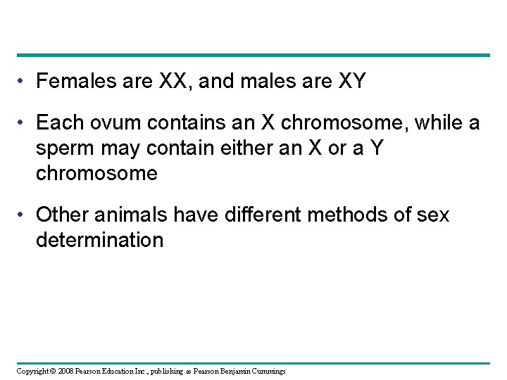  • Females are XX, and males are XY • Each ovum contains an