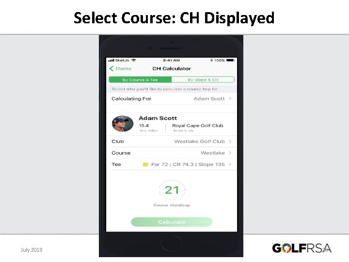 Select Course: CH Displayed July 2018 26 