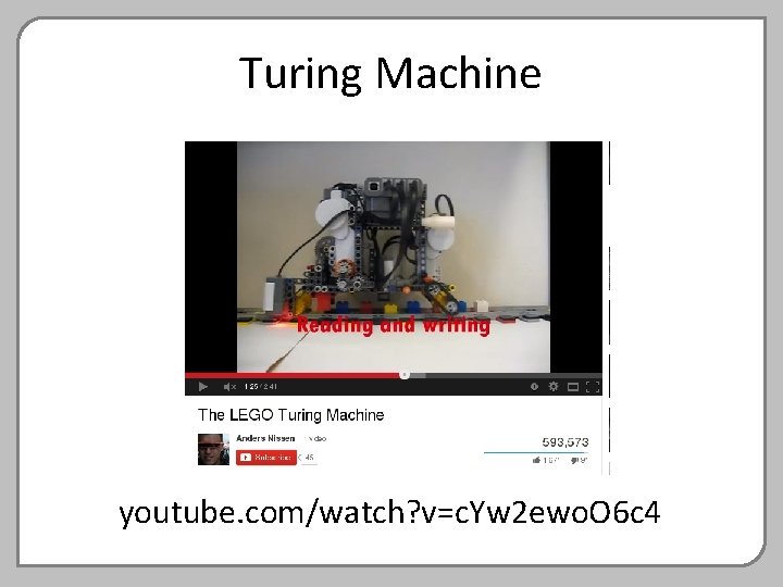 Turing Machine youtube. com/watch? v=c. Yw 2 ewo. O 6 c 4 